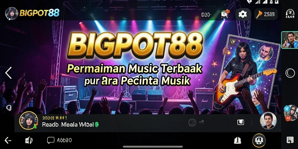 Tampilan gameplay seru dalam BIGPOT88 dengan berbagai pilihan musik.