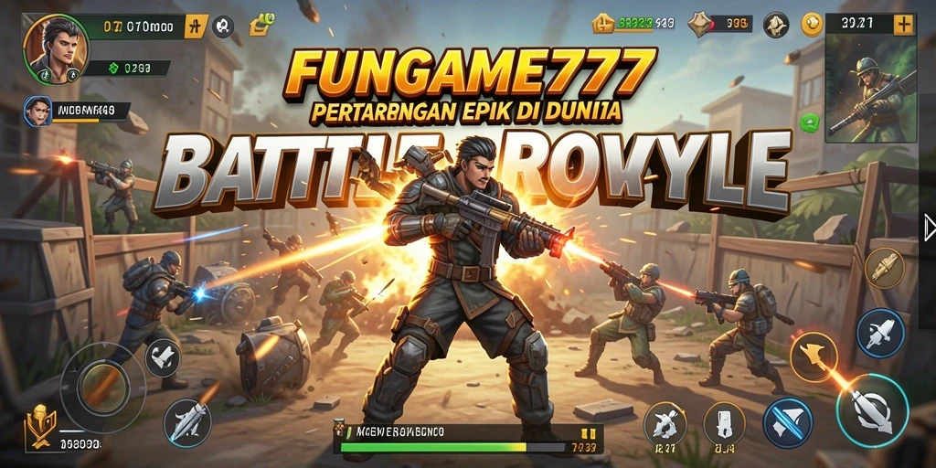 Gameplay epik dan seru di FUNGAME777 Battle Royale.
