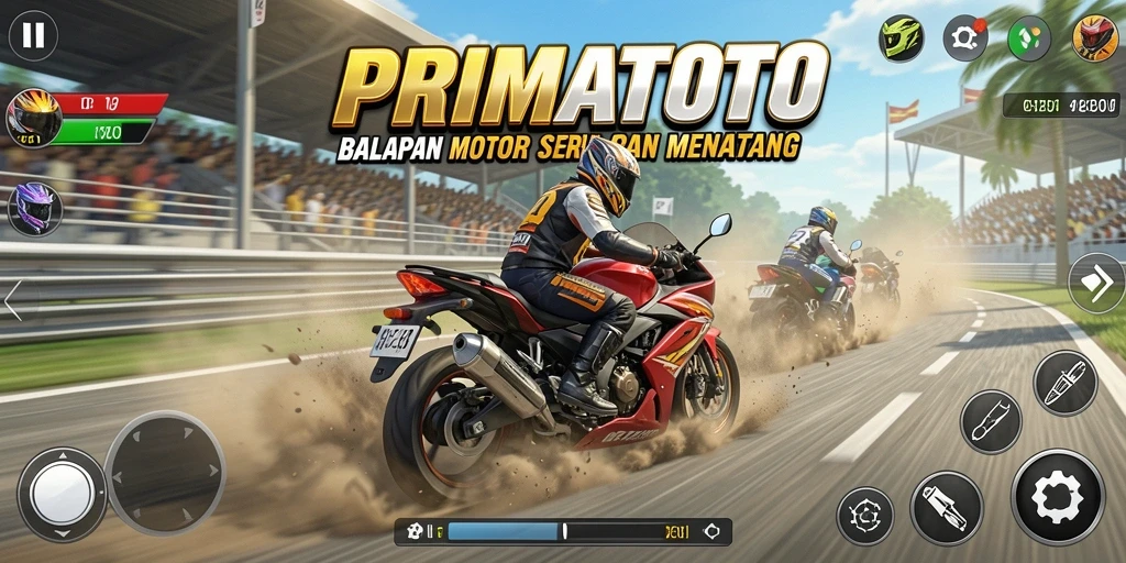 Gameplay seru PRIMATOTO dengan motor balap yang menakjubkan.