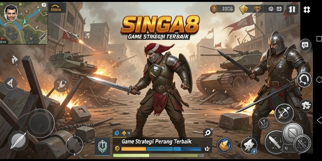 Tampilan utama gameplay SINGA8 dengan aksi pertempuran yang seru.