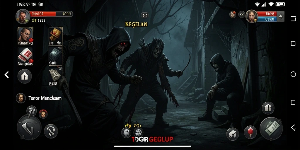 Screenshot gameplay TOGELUP menampilkan suasana mencekam yang menegangkan.
